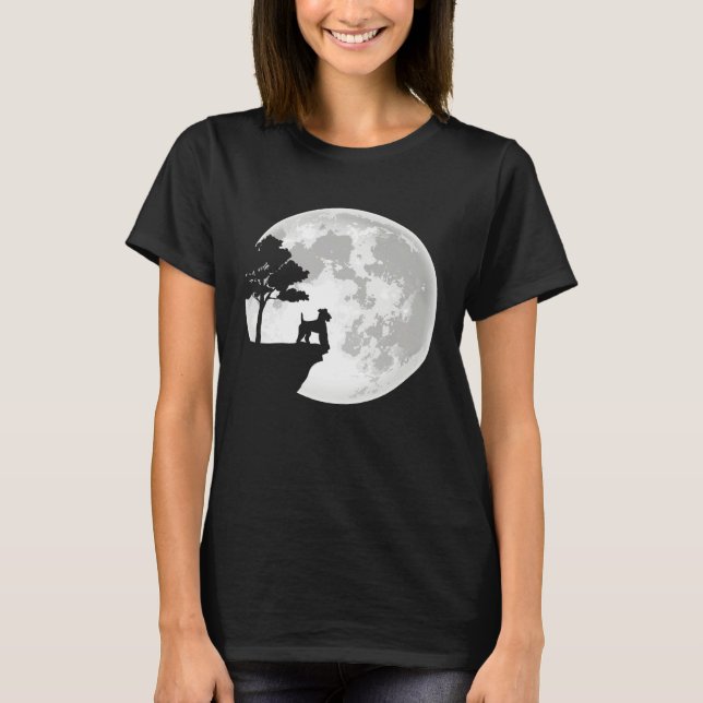 Camiseta Airedale Terrier Dog Breed Moon Halloween Apparel (Frente)