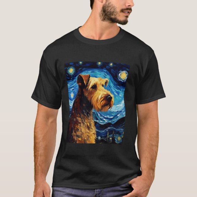 Camiseta Airedale Terrier Dog Funny Starry Night Van Gogh A (Frente)