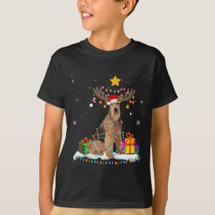 Camiseta Airedale Terrier Dog natalino Reindee Natal