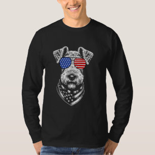 Camiseta Airedale Terrier Dog Patriótico 4 de julho América