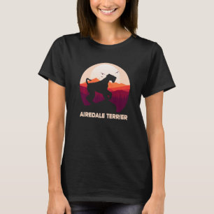 Camiseta Airedale Terrier e Lua Halloween