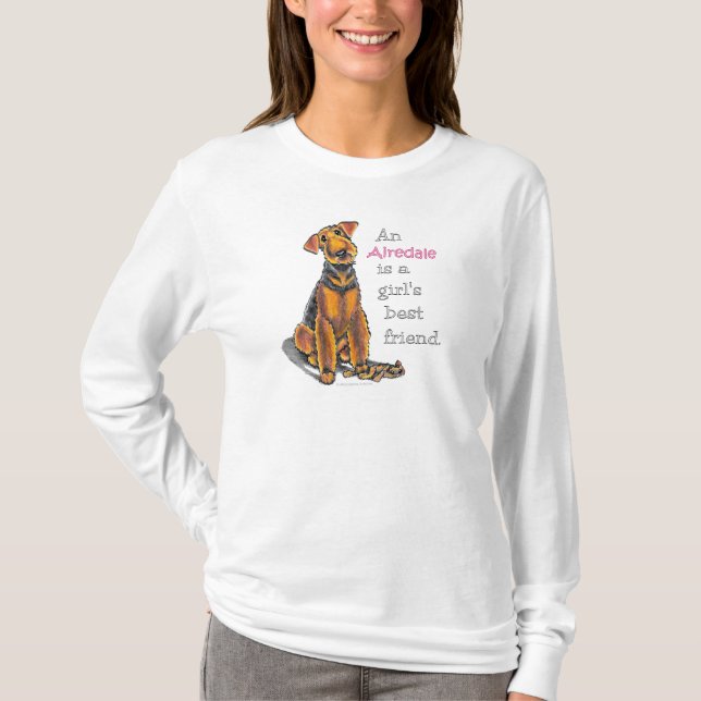 Camiseta Airedale Terrier Girls Melhor Amiga (Frente)