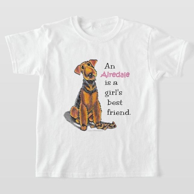 Camiseta Airedale Terrier Girls Melhor Amiga (Postura )