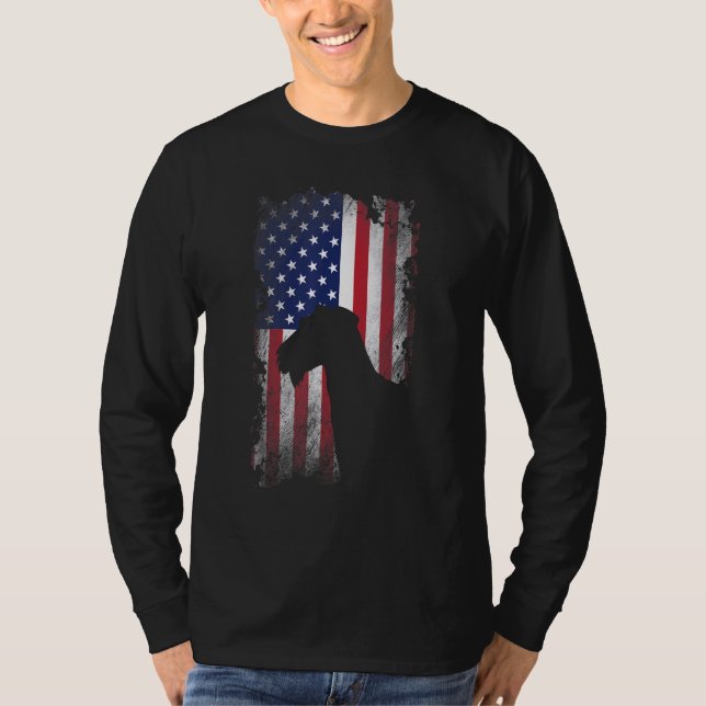 Camiseta Airedale Terrier, Legal Cão da Bandeira Americana (Frente)
