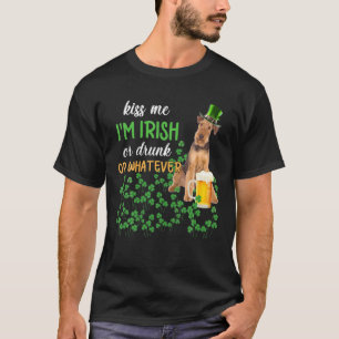 Camiseta Airedale Terrier me beijou sou irlandês ou Bebado