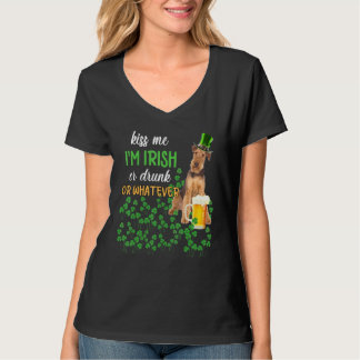 Camiseta Airedale Terrier me beijou sou irlandês ou Bebado 
