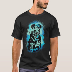 Camiseta Airedale Terrier Paint Blue Design Cachorro Mãe Pa