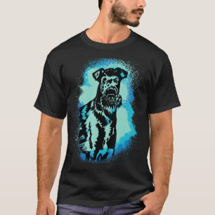 Camiseta Airedale Terrier Paint Blue Design Cão Mãe Pai