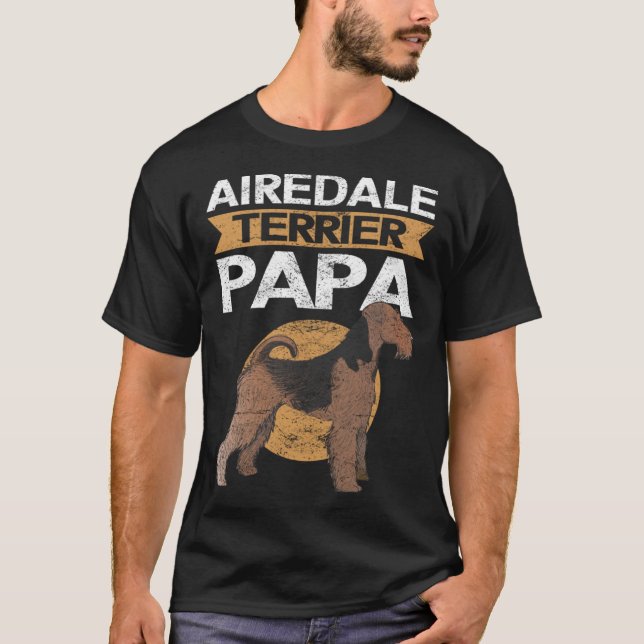Camiseta Airedale Terrier Papa Dog Proprietário Airedale Te (Frente)