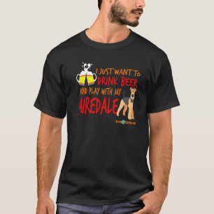 Camiseta Airedale Terrier Roupa Beer And Play