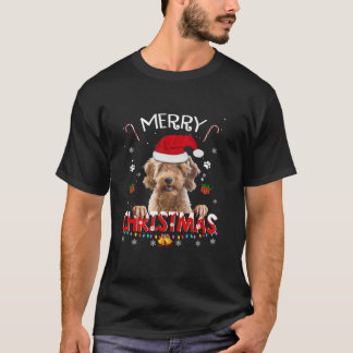 Camiseta Airedale Terrier Santa Hat Feliz Natal Boas