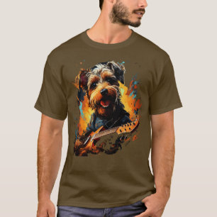 Camiseta Airedale Terrier tocando violão
