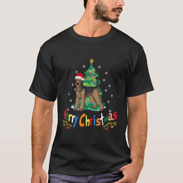 Camiseta Airedale Terrier Ugly Christmas Sweater (Frente)