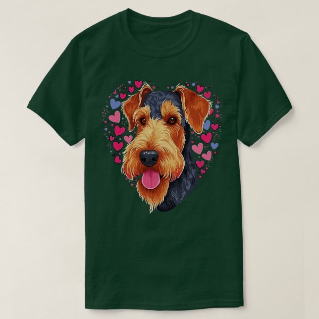 Camiseta Airedale Terrier Valentine Day (Frente do Design)