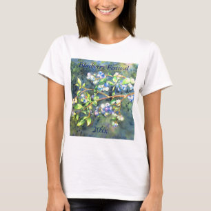 Camiseta Airelas azuis, pintura com fruta romântica