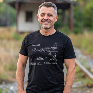 Camiseta Airplane Airbus A320 in Blueprint Drawing PD