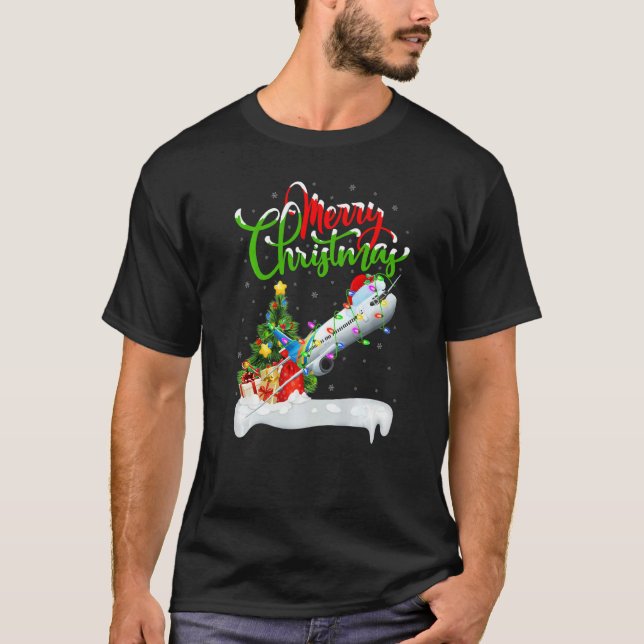 Camiseta Airplane  Xmas Decorations Santa Airplane Christma (Frente)