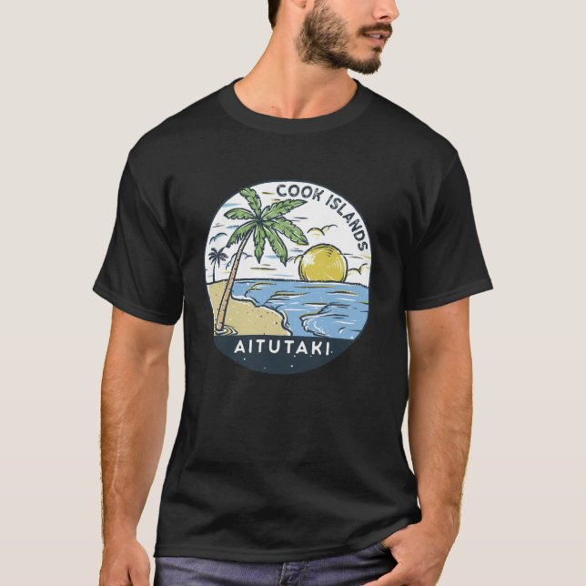 Camiseta Aitutaki Cook Islands Illustrated Ocean Vintage (Frente)