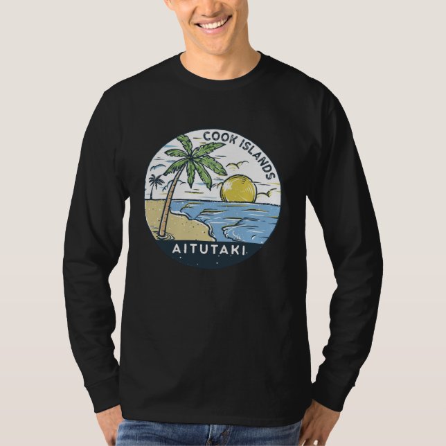 Camiseta Aitutaki Cook Islands Illustrated Ocean Vintage (Frente)