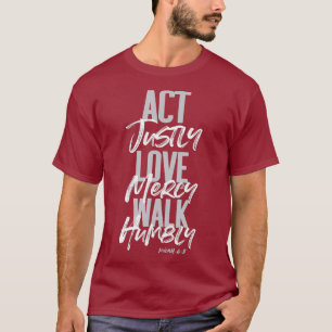 Camiseta Aja apenas Micah 68 Jesus Bíblia Cristã Verse