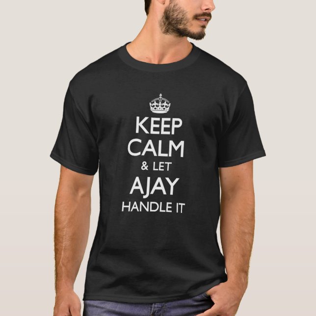 Camiseta Ajay Name Keep Calm Vintage Retro Funny (Frente)