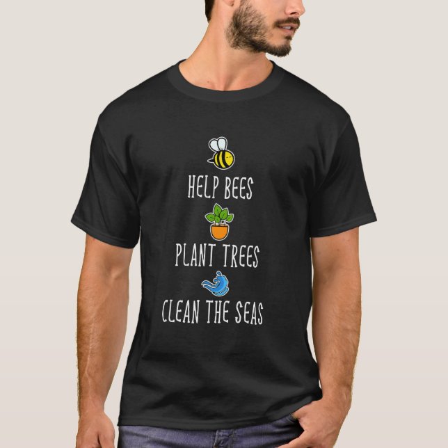 Camiseta Ajuda a plantar árvores do mar limpo (Frente)