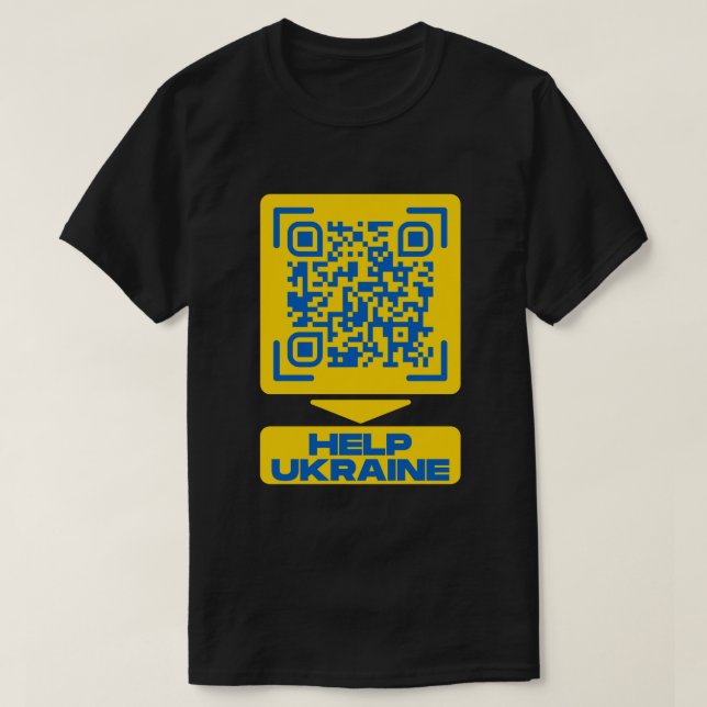 Camiseta Ajuda à Ucrânia Código QR T-Shirt (Frente do Design)