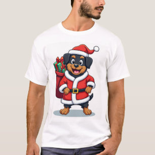 Camiseta Ajudante do Papai Noel Rottweiler