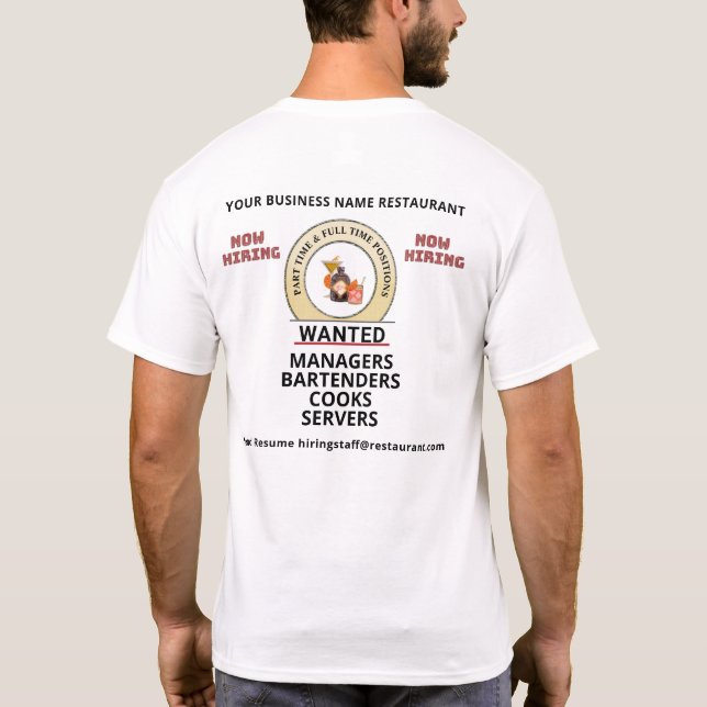 Camiseta Ajude a contratar funcionários personalizados agor (Verso)