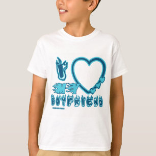 Camiseta Ajustado bebê eu amo meu namorado em AZUL