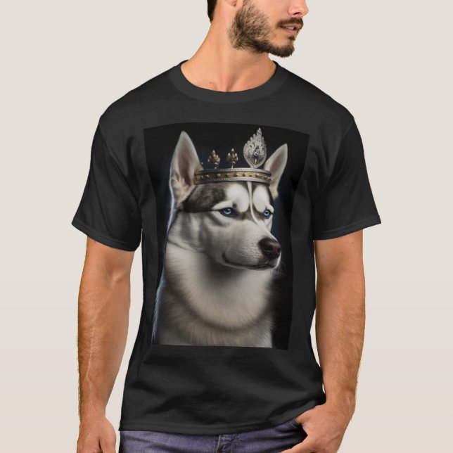 Camiseta Ajustado majestoso siberiano Husky Royalty para o  (Frente)