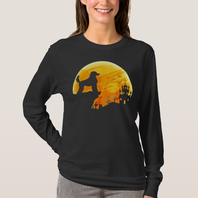 Camiseta Ajustado Relaxado de Cachorro de Poodle do Hallowe (Frente)