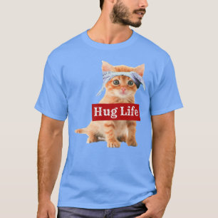 Camiseta Ajustado SLIM Hug Gatinho Kit Kitten Cat Tee T