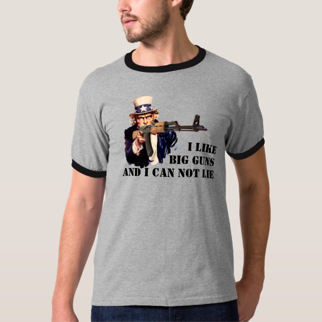 Camiseta AK-47 - eu gosto de ARMAS grandes e eu não posso (Frente)