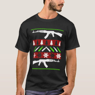 Camiseta Ak 47 Rifle Ugly Christmas Sweater Funny Gun Long