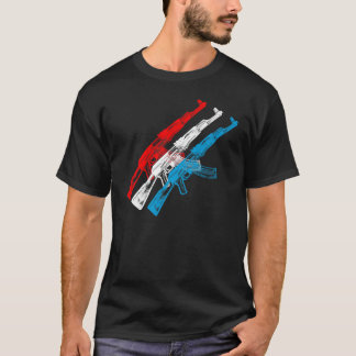 Camiseta AK 47, vermelho, branco e azul