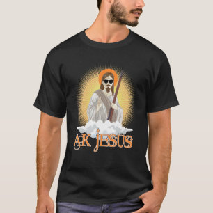 Camiseta AK Jesus Veste Óculos escuros na nuvem brilhante_1