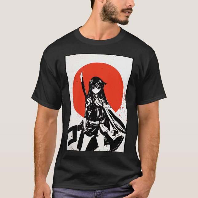Camiseta Akame Ga Matar T Shirt Akame Manga Desenhar Red Su (Frente)