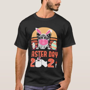 Camiseta Akita Dog Face Mask Bunny Ovo Dia 2021