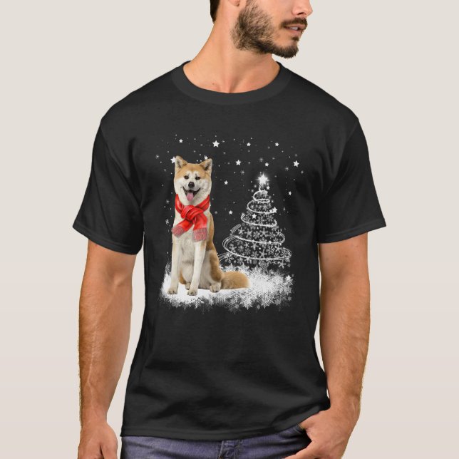 Camiseta Akita Dog Tree Christmas Sweater Xmas Pet Dogs (Frente)