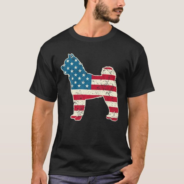 Camiseta Akita Inu 4 De Julho Homens Mulheres Bandeira Amer (Frente)