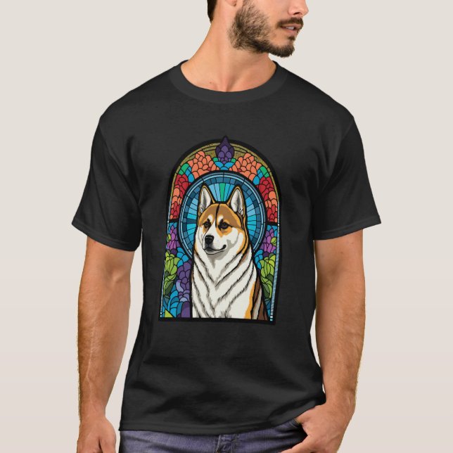 Camiseta Akita Inu Colorful Glass Pop 5 (Frente)