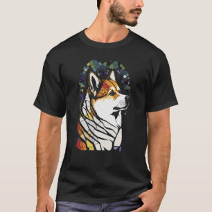 Camiseta Akita Inu Colorido Pop de Vidro Obtido