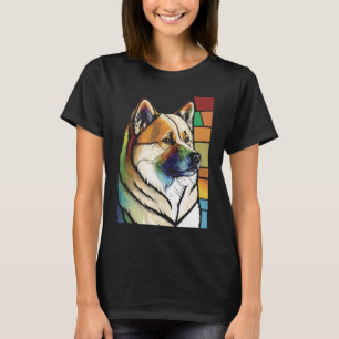 Camiseta Akita Inu Colorido Pop de Vidro Obtido