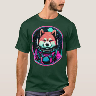 Camiseta Akita Inu Cosmic Space Dogs Neon Galaxy Astronauta