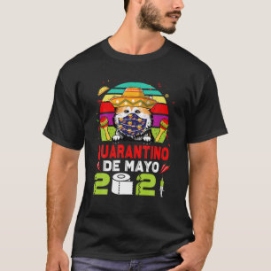 Camiseta Akita Inu Dog Face Mask Quarantino Engraçado Cinco