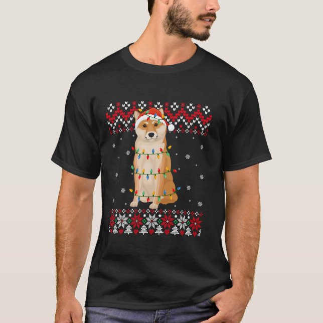 Camiseta Akita Inu Dog Santa Hat Homens Mulheres Crianças C (Frente)