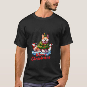 Camiseta Akita Inu Feliz Árvore De Natal Cão X Mas Do
