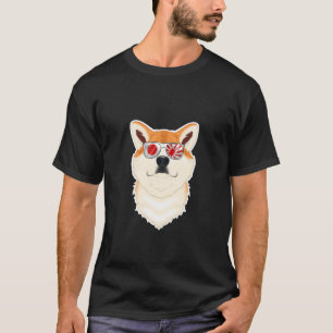 Camiseta Akita Inu Japão Óculos Solares I Japonês Flag 1