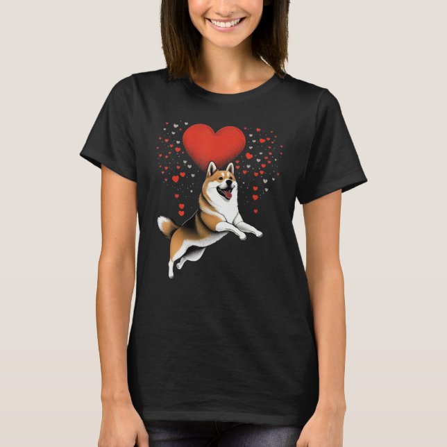 Camiseta Akita Inu Love Heart for Valentines Day on Akita I (Frente)